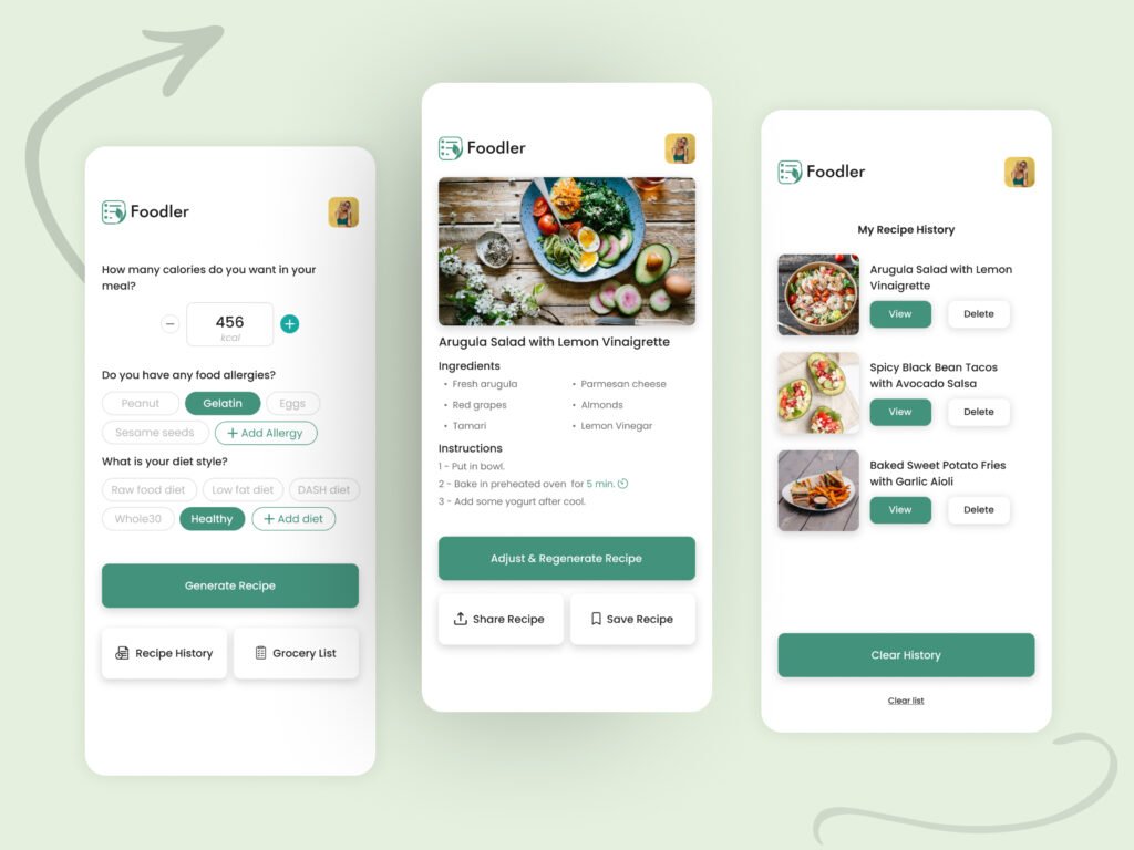 Foodler design screen